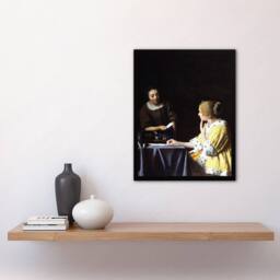 Artery8 Johannes Vermeer Framed Wall Art Print Mistress & Maid Portrait in Black - Size: A4 - thumbnail 2