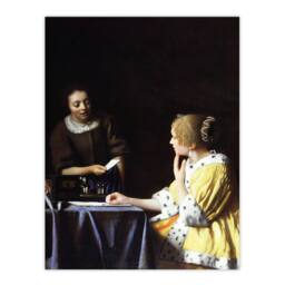 Artery8 Johannes Vermeer Framed Wall Art Print Mistress & Maid Portrait in Black - Size: A4 - thumbnail 3
