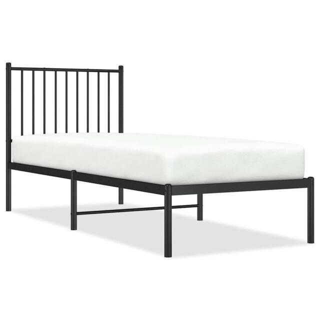 Berkfield Home Metal Bed Frame with Headboard Black 75x190 cm Small Single - image 1