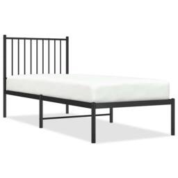 Berkfield Home Metal Bed Frame with Headboard Black 75x190 cm Small Single - thumbnail 1