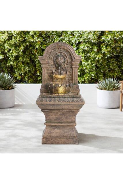Garden Sanctuary Patio Solar Powered Lighted Garden Water Fountain in Natural
