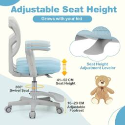 Costway Kids Desk Chair Children Study Chair w/Adjustable Height in Blue - thumbnail 7