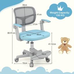 Costway Kids Desk Chair Children Study Chair w/Adjustable Height in Blue - thumbnail 2