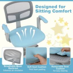 Costway Kids Desk Chair Children Study Chair w/Adjustable Height in Blue - thumbnail 9