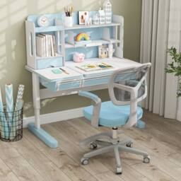 Costway Kids Desk Chair Children Study Chair w/Adjustable Height in Blue - thumbnail 4