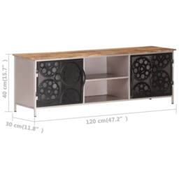 Berkfield Home TV Cabinet 120x30x40 cm Rough Mango Wood in Brown - Size: 120 x 30 x 40 cm - thumbnail 7