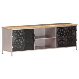 Berkfield Home TV Cabinet 120x30x40 cm Rough Mango Wood in Brown - Size: 120 x 30 x 40 cm - thumbnail 9