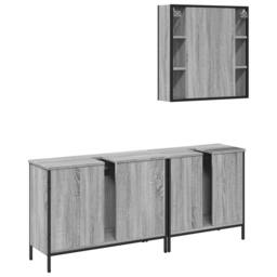 Berkfield Home Stylish 3 Piece Bathroom Cabinet Set Grey Sonoma Engineered Wood - thumbnail 8