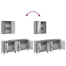 Berkfield Home Stylish 3 Piece Bathroom Cabinet Set Grey Sonoma Engineered Wood - thumbnail 9