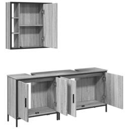 Berkfield Home Stylish 3 Piece Bathroom Cabinet Set Grey Sonoma Engineered Wood - thumbnail 5