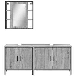 Berkfield Home Stylish 3 Piece Bathroom Cabinet Set Grey Sonoma Engineered Wood - thumbnail 6