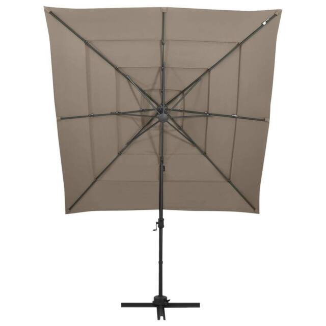 Berkfield Home 4-Tier Parasol with Aluminium Pole Taupe 250x250 cm - image 1