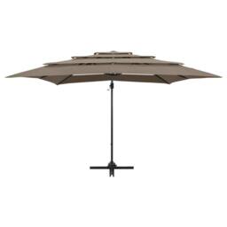Berkfield Home 4-Tier Parasol with Aluminium Pole Taupe 250x250 cm - thumbnail 6