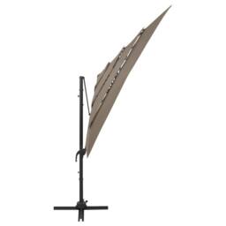 Berkfield Home 4-Tier Parasol with Aluminium Pole Taupe 250x250 cm - thumbnail 3