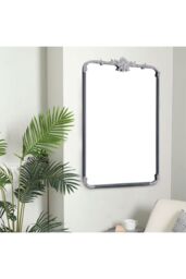 Living and Home Vintage-Inspired Rectangle Carved Wall Mirror in Silver - thumbnail 3