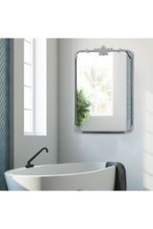 Living and Home Vintage-Inspired Rectangle Carved Wall Mirror in Silver - thumbnail 5
