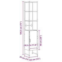 Berkfield Home Bathroom Cabinet Sonoma Oak 33x33x185, 5 cm Engineered Wood in Brown - thumbnail 9