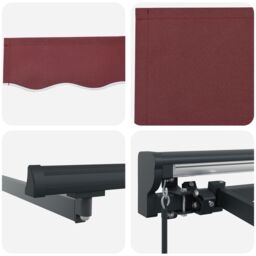 Berkfield Home Retractable Awning Manual Burgundy Red 300x250 cm Polyester - thumbnail 8