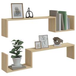 Berkfield Home Wall Shelf 2 pcs Sonoma Oak 100x15x20 cm Engineered Wood in Light Oak - Size: 100 x 15 x 20 cm - thumbnail 4