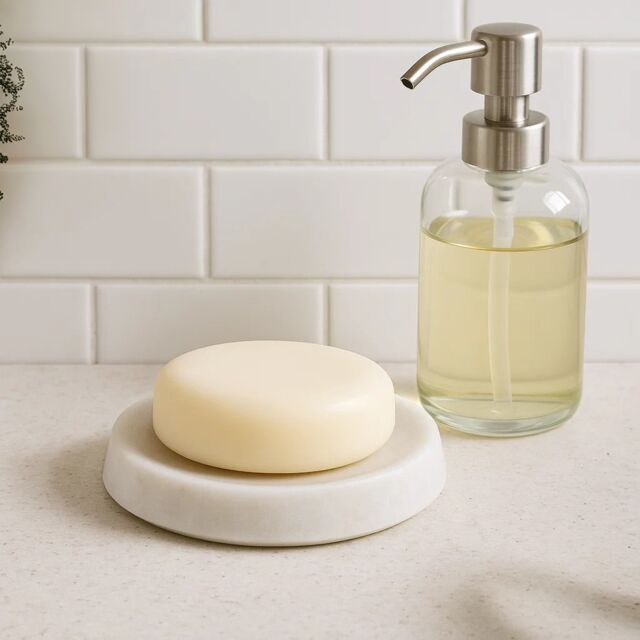 Orsina Off White Marble Soap Dish, Elegant Natural Soap Holder with Recessed Tray, Smooth Textured Bath Soap Dish - image 1