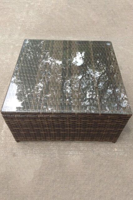 Fimous Square Rattan Coffee Tea Side Table in Dark Brown - image 1