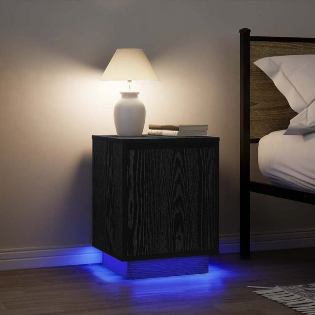 Berkfield Home Bedside Cabinets with LED Lights¬†2 pcs Black 38x34x50 cm - Size: 38 x 34 x 50 cm - image 1