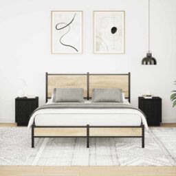 Berkfield Home Bedside Cabinets with LED Lights¬†2 pcs Black 38x34x50 cm - Size: 38 x 34 x 50 cm - thumbnail 5
