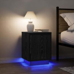 Berkfield Home Bedside Cabinets with LED Lights¬†2 pcs Black 38x34x50 cm - Size: 38 x 34 x 50 cm - thumbnail 1