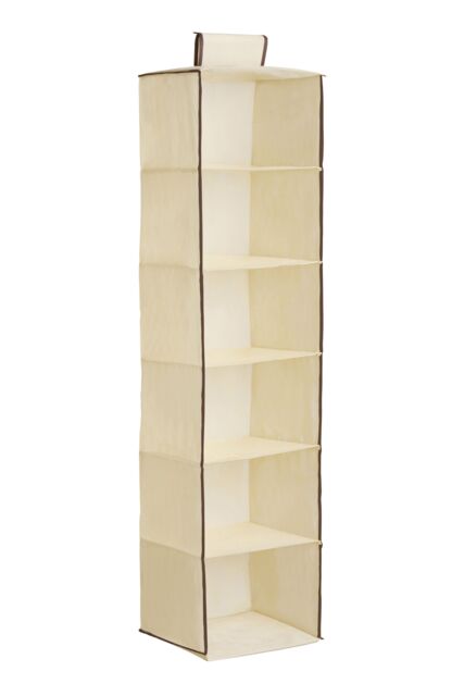 Orsina 6-Section Hanging Garment Organiser In Cream, Space-Saving Fabric Wardrobe Storage With Hook & Loop in Cream - image 1