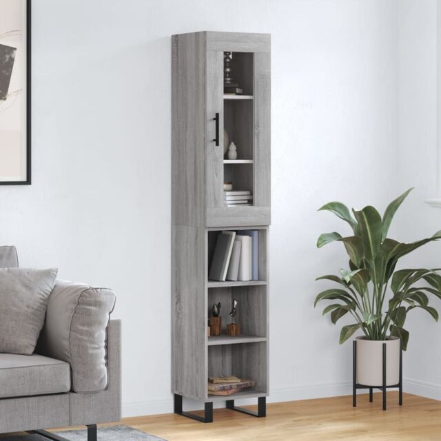 Berkfield Home Highboard Grey Sonoma 34.5x34x180 cm Engineered Wood - image 1
