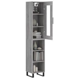 Berkfield Home Highboard Grey Sonoma 34.5x34x180 cm Engineered Wood - thumbnail 3