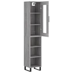 Berkfield Home Highboard Grey Sonoma 34.5x34x180 cm Engineered Wood - thumbnail 4