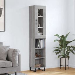 Berkfield Home Highboard Grey Sonoma 34.5x34x180 cm Engineered Wood - thumbnail 1