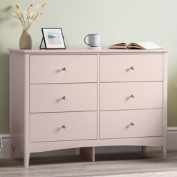 Christow Pink Chest of Drawers Modern 6 Drawer Bedroom Storage Unit Furniture Cabinet - thumbnail 1
