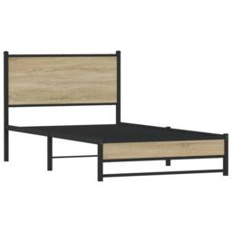 Berkfield Home Metal Bed Frame without Mattress Sonoma Oak 100x190 cm in Brown - thumbnail 3