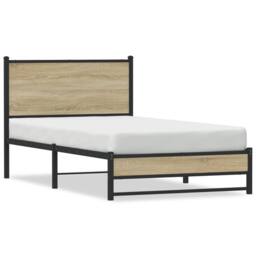 Berkfield Home Metal Bed Frame without Mattress Sonoma Oak 100x190 cm in Brown - thumbnail 1