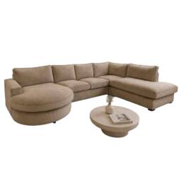Home & Love Cloud Haven Luxury Chaise Corner Sofa U Shape - Dapple Caramel in Beige - thumbnail 2
