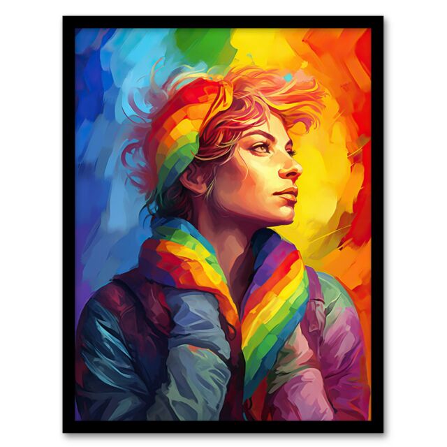 Artery8 Pride In Pride LGBTQIA Rainbow Inclusive Contemporary Artwork Art Print Framed Poster Wall Decor in Black - Size: A4 - image 1