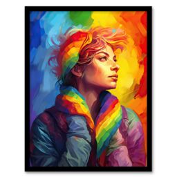 Artery8 Pride In Pride LGBTQIA Rainbow Inclusive Contemporary Artwork Art Print Framed Poster Wall Decor in Black - Size: A4 - thumbnail 1