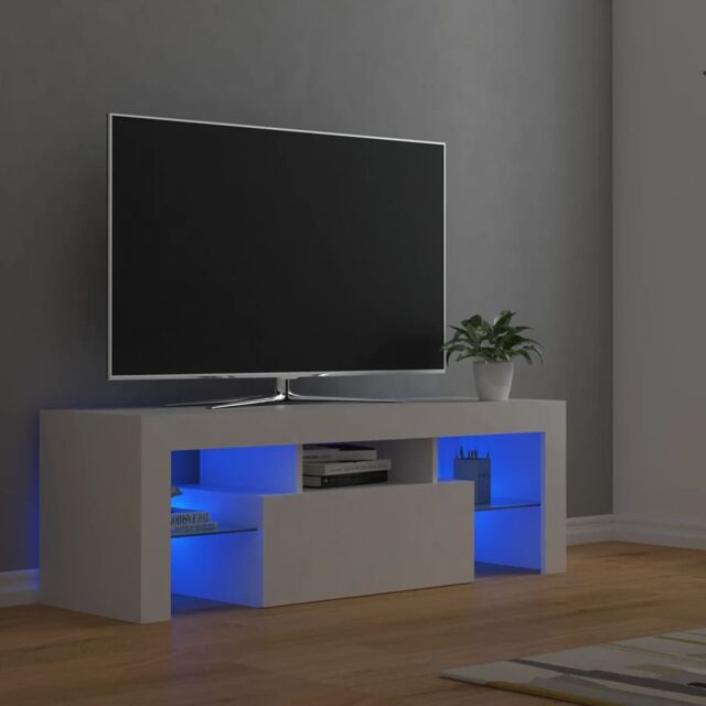 Berkfield Home TV Cabinet with LED Lights White 120x35x40 cm - Size: 120 x 35 x 40 cm - image 1