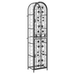 Berkfield Home Wine Rack for 73 Bottles Black 45x36x200 cm Wrought Iron - Size: 45 x 36 x 200 cm - thumbnail 2