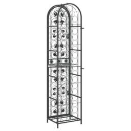 Berkfield Home Wine Rack for 73 Bottles Black 45x36x200 cm Wrought Iron - Size: 45 x 36 x 200 cm - thumbnail 5