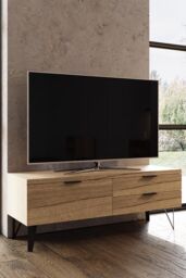 FWStyle Fisso Cracked Oak Small TV Unit Fast Click Assembly in Brown