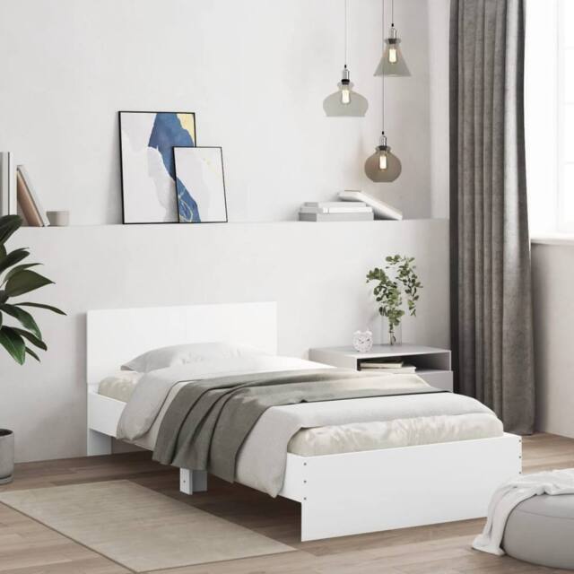 Berkfield Home Durable Bed Frame without Mattress with LED Lights White 100x200 cm - image 1