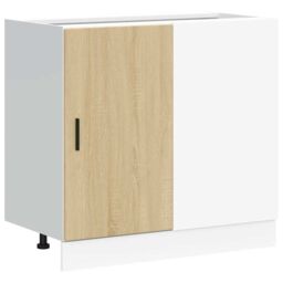 Berkfield Home Sink Base Cabinet Sonoma Oak Engineered Wood in Brown - thumbnail 2