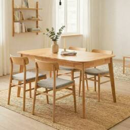 CALICOSY Extendable Dining Table From 120 To 160 Cm In Solid Wood - SOLINE in Light Oak - thumbnail 2