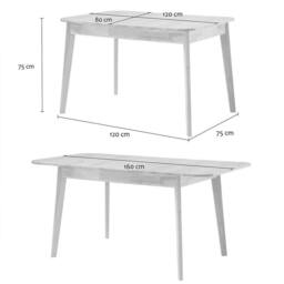 CALICOSY Extendable Dining Table From 120 To 160 Cm In Solid Wood - SOLINE in Light Oak - thumbnail 9
