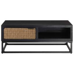 Berkfield Home Coffee Table 90x60x35 cm Solid Mango Wood in Black - Size: 90 x 60 x 35 cm - thumbnail 1