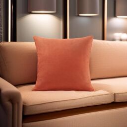 Luxury Living Velvet Chenille Cushion in Orange - Size: 55 cm x 55 cm - thumbnail 2