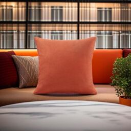 Luxury Living Velvet Chenille Cushion in Orange - Size: 55 cm x 55 cm - thumbnail 1